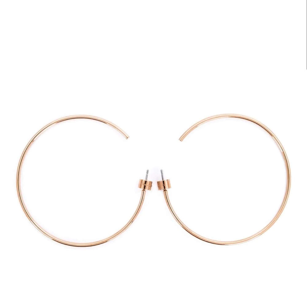 New Michael Kors Rose Gold Heritage Hoop Earrings - Picture 7 of 8